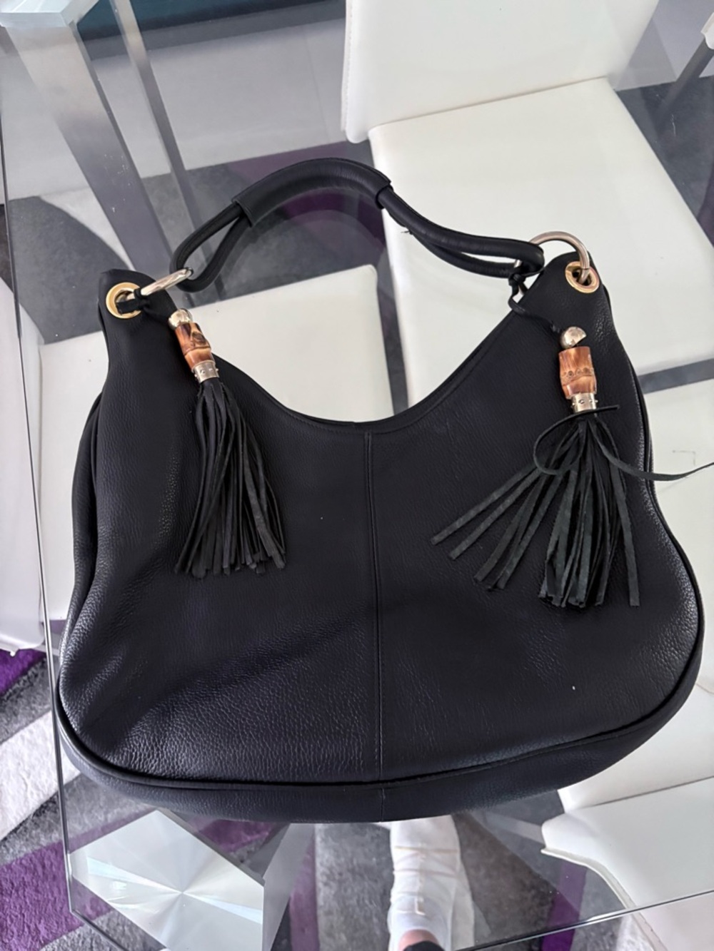 Francesco Rogani Hobo shoulder Bag with Beaded Tassels
